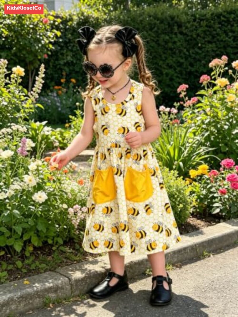Little Girls Sleeveless Casual Sundress Toddler Print Dress 2-7 Years - Picture 3 of 6